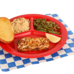 1pc. Grilled Cod Plate served with green beans, rice, & slice of garlic bread